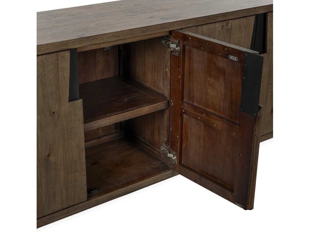 Lyra Solid Wood 4Dr Buffet - Smoke Brown - image 3