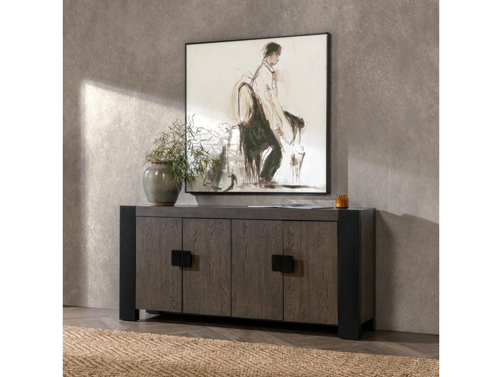 Deaven Solid Wood 4Dr Buffet - Toasted Brown - image 6