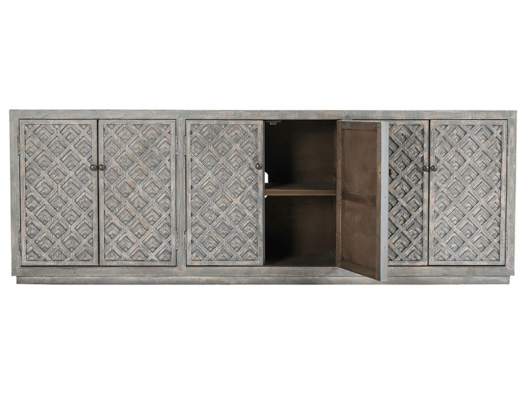 Jonas Solid Wood 6Dr Cabinet - Timeworn Gray - image 1