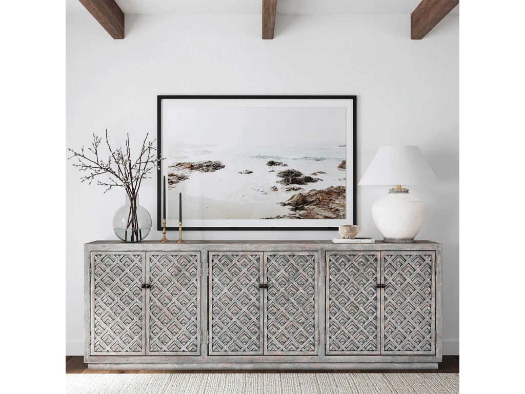 Jonas Solid Wood 6Dr Cabinet - Timeworn Gray - image 5