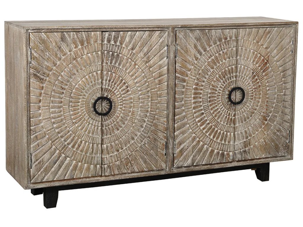 Vivienne Solid Wood 4Dr Cabinet - Distressed Taupe - main image