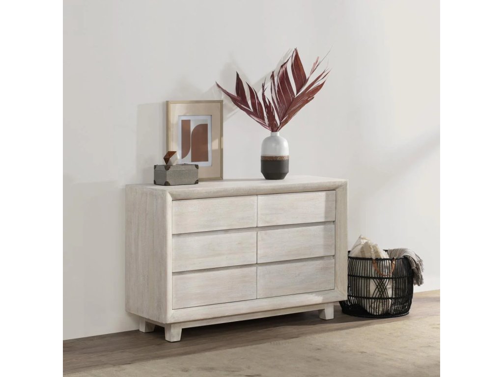 Reece Solid Wood 6Dwr Dresser - Seashell White - image 5