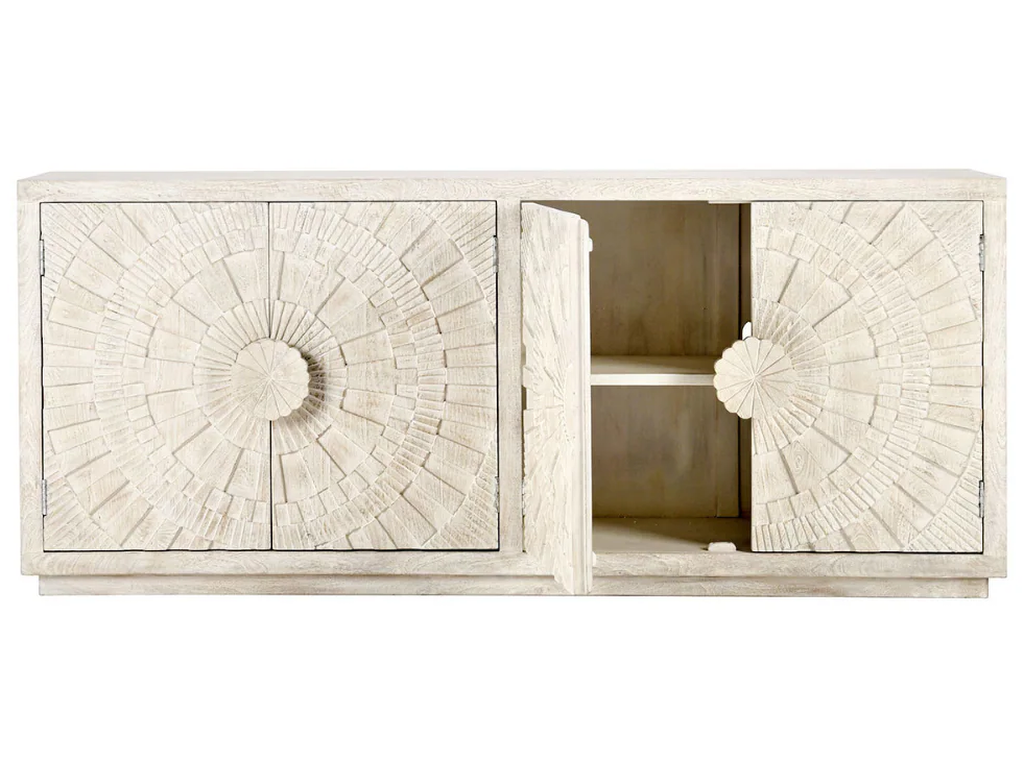 Apollo Solid Wood 4Dr Cabinet - Coastal White - main image