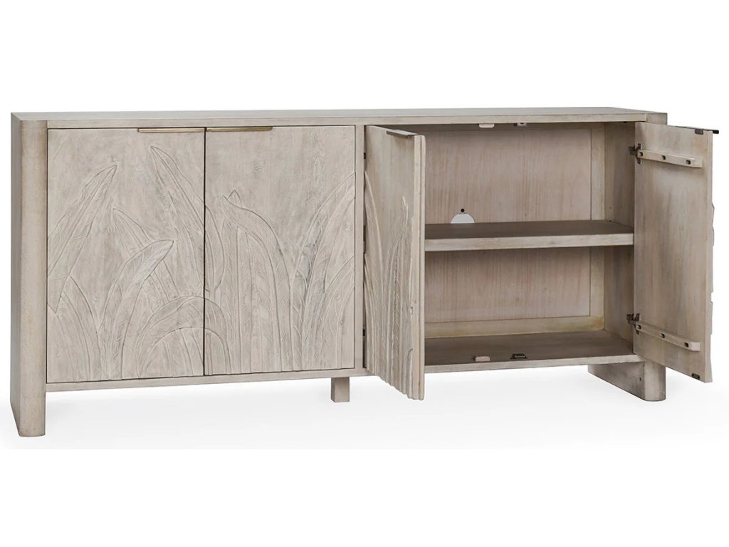 Ledro Solid Wood 4Dr Cabinet - Cream - image 2