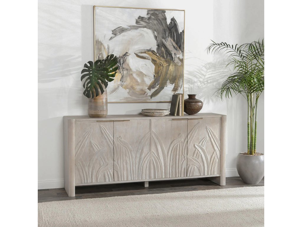 Ledro Solid Wood 4Dr Cabinet - Cream - image 5