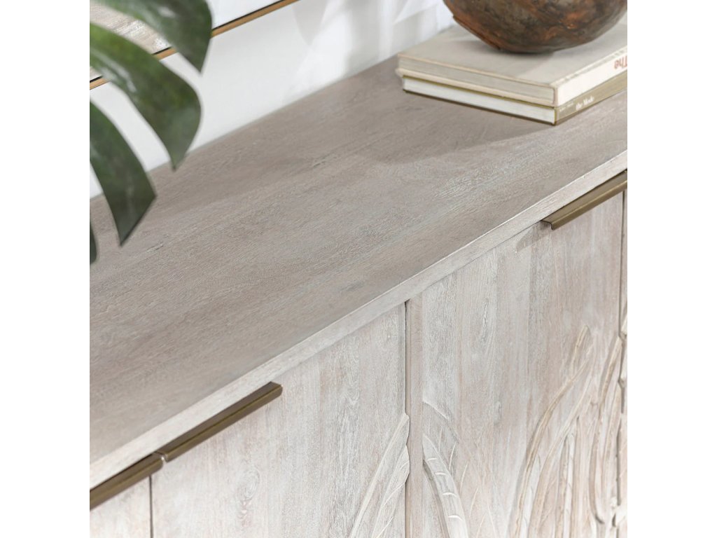 Ledro Solid Wood 4Dr Cabinet - Cream - image 4