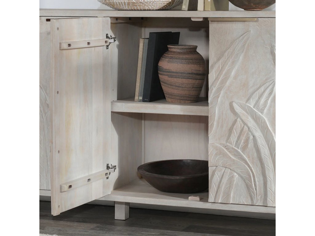 Ledro Solid Wood 4Dr Cabinet - Cream - image 3