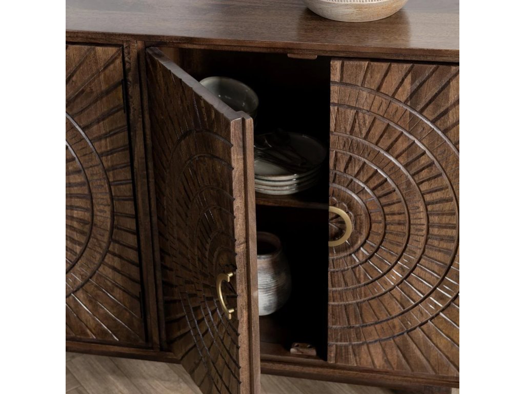 Vivienne Solid Wood 4Dr Cabinet - Bark Brown - image 3