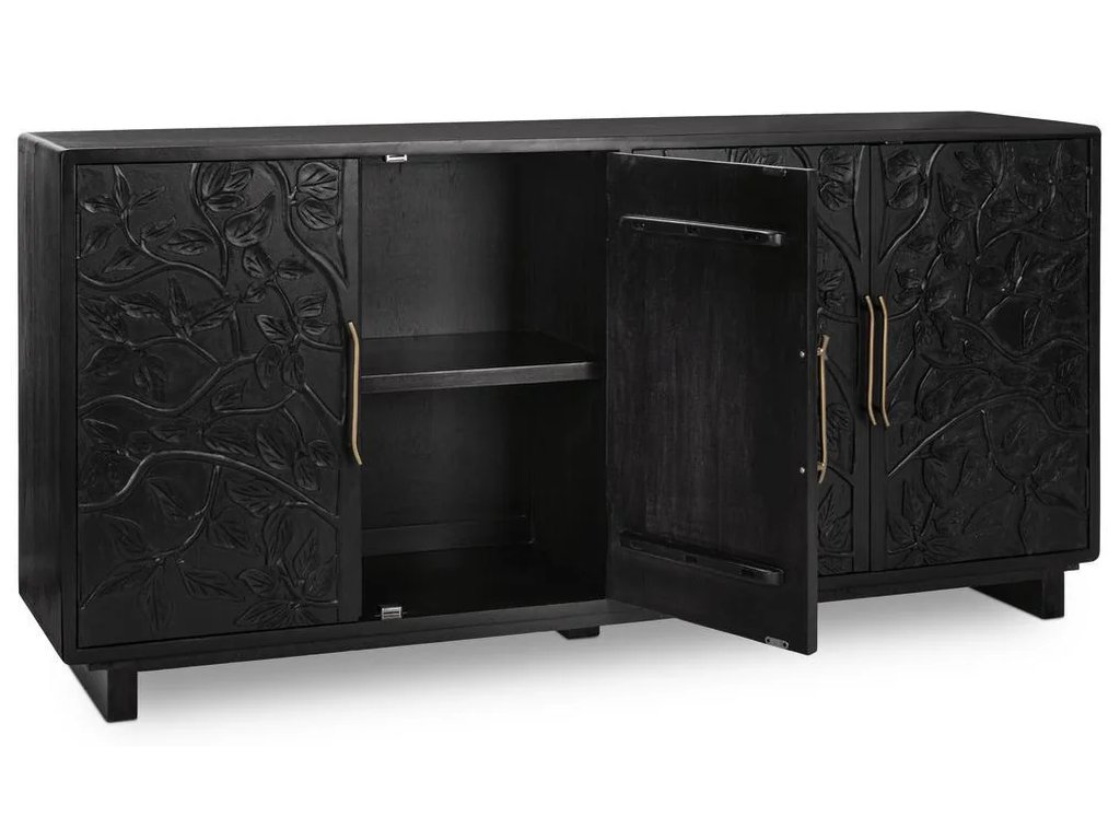 Albero Solid Wood 4Dr Buffet - Black - image 2