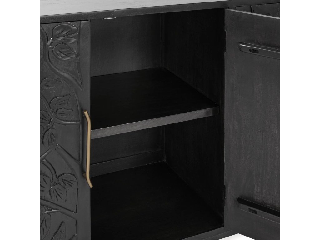 Albero Solid Wood 4Dr Buffet - Black - image 4