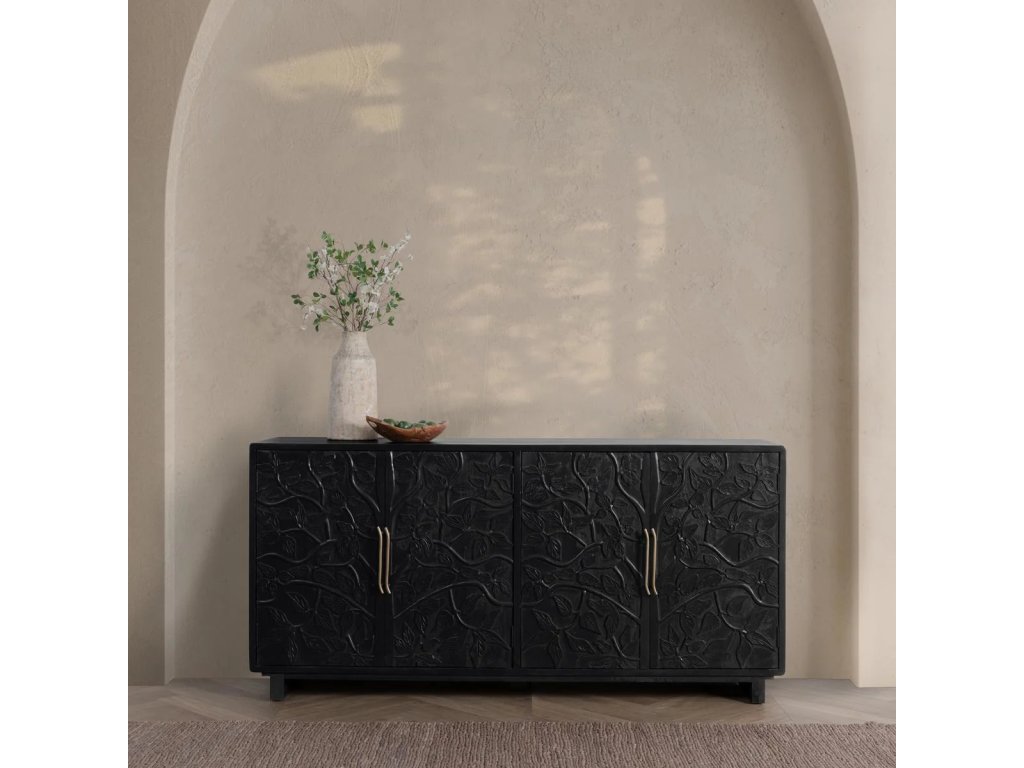 Albero Solid Wood 4Dr Buffet - Black - image 5