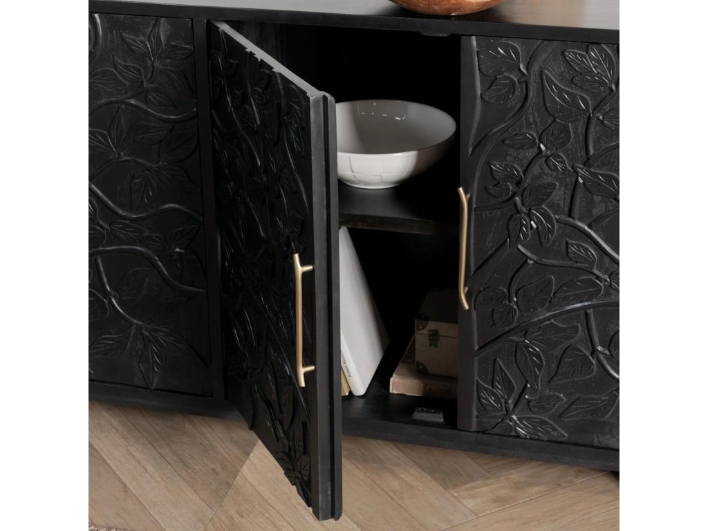 Albero Solid Wood 4Dr Buffet - Black - image 6