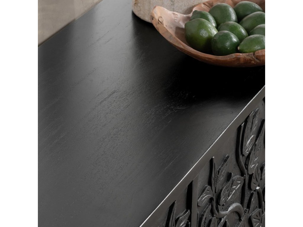 Albero Solid Wood 4Dr Buffet - Black - image 7
