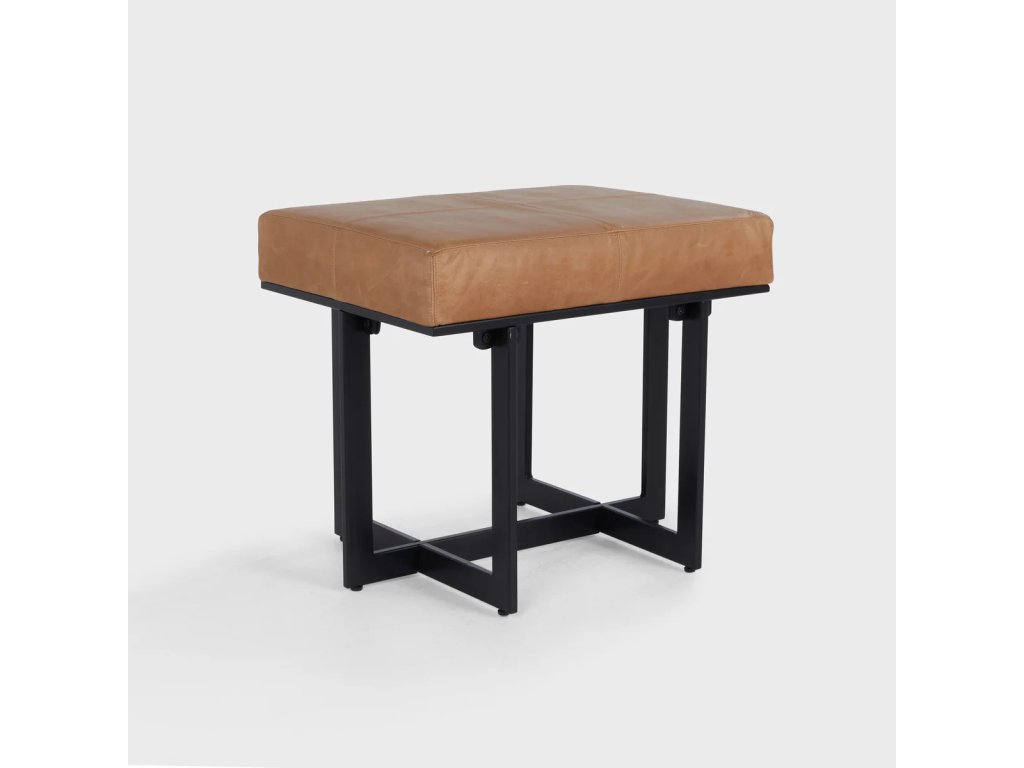 Calvin Leather Rectangle Stool - Sedona Brown - main image