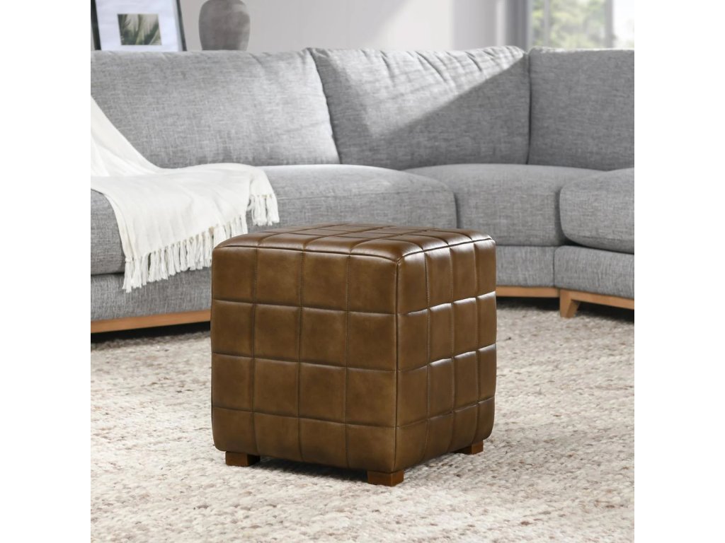 Carlo Leather Square Ottoman - image 4
