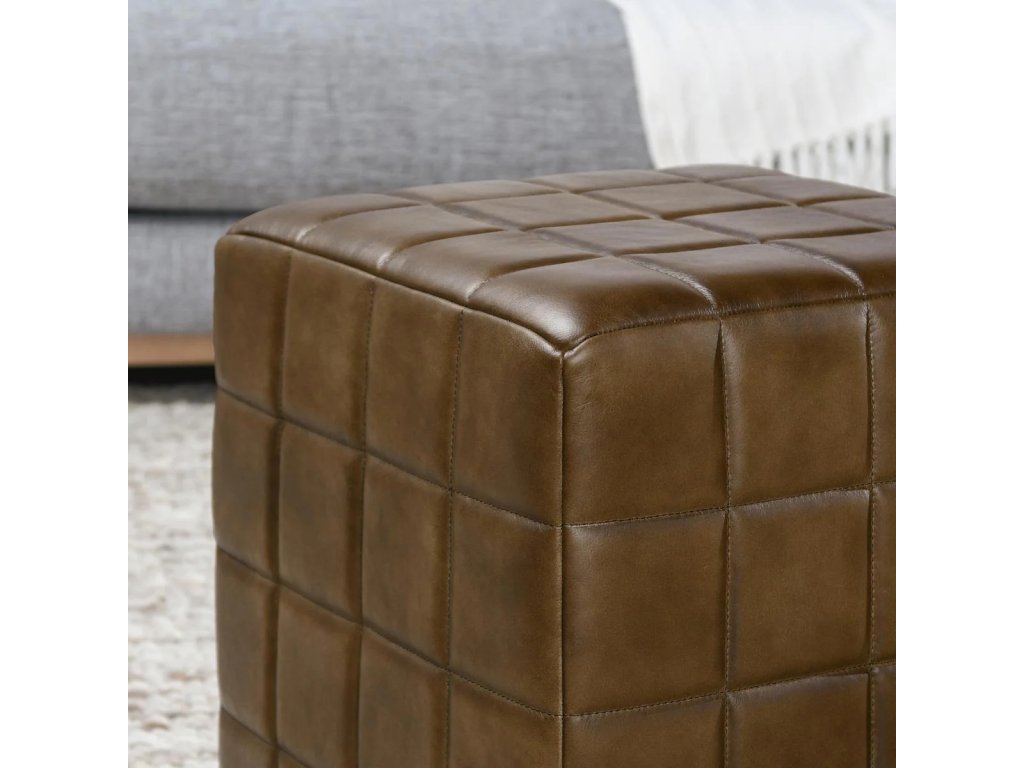 Carlo Leather Square Ottoman - main image