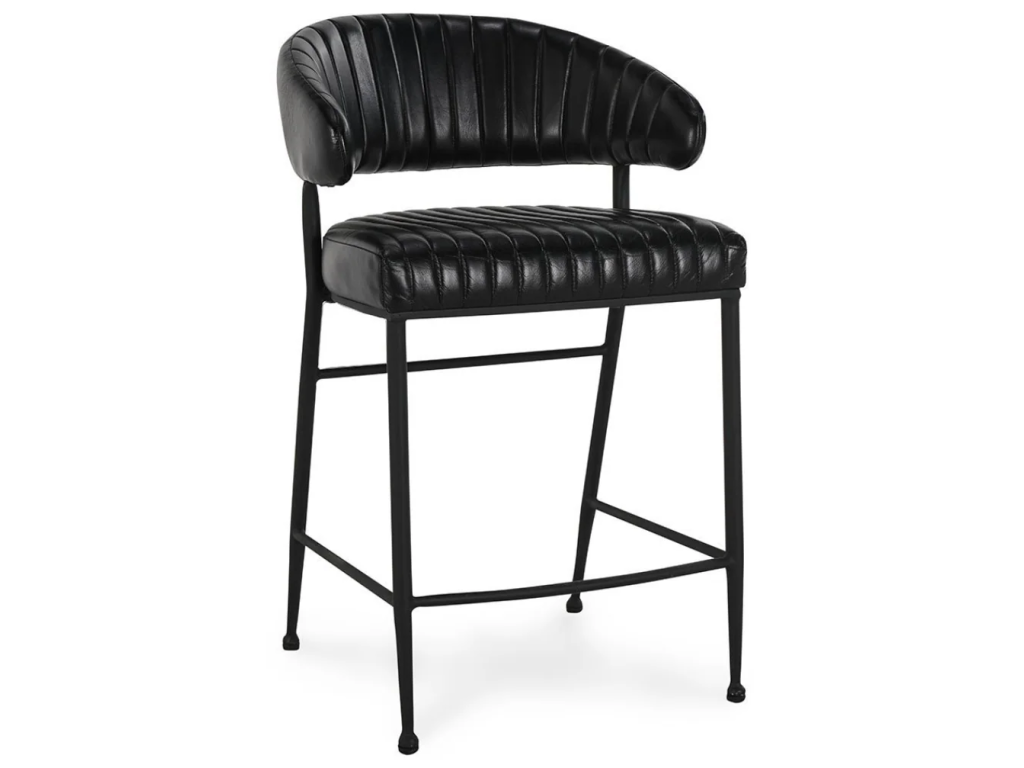 Umbria Leather Counter Stool - Midnight Raven - main image