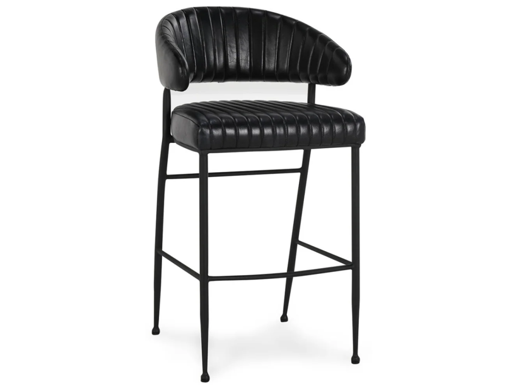Umbria Leather Bar Stool - Midnight Raven - main image