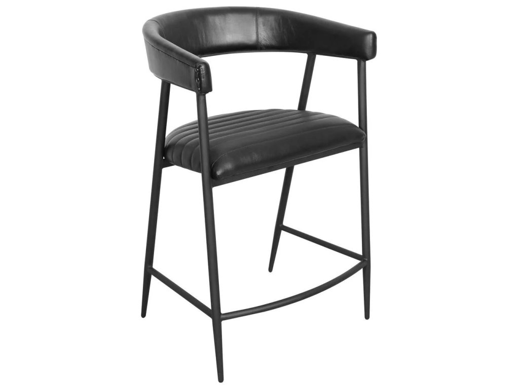 Preston Leather Counter Stool - Midnight Raven - main image