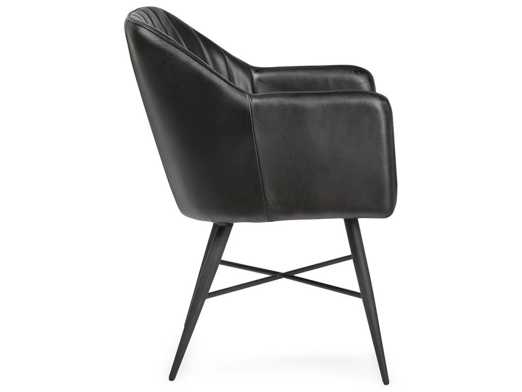 Leon Leather Dining Chair - Midnight Raven - main image