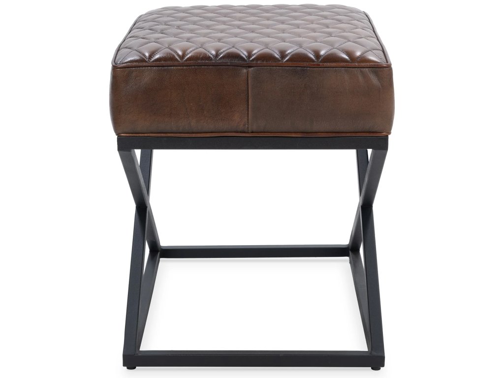 Bruno Leather Rectangle Stool - Rustic Brown - main image