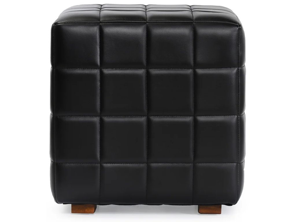 Carlo Leather Square Ottoman - Midnight Raven - main image