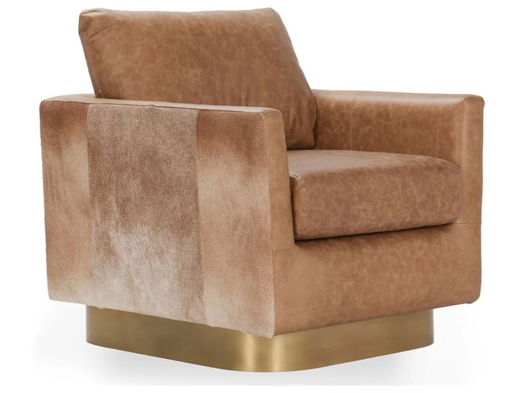 Lathe Leather/Hide Accent Chair - Sedona Brown - main image