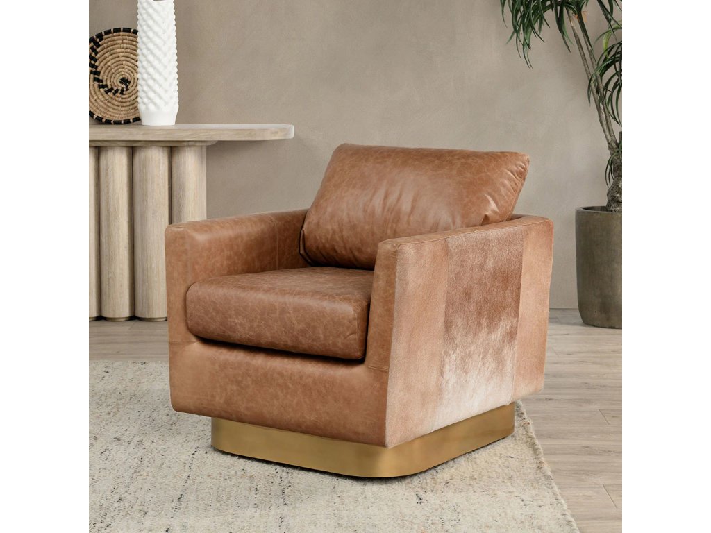 Lathe Leather/Hide Accent Chair - Sedona Brown - image 4