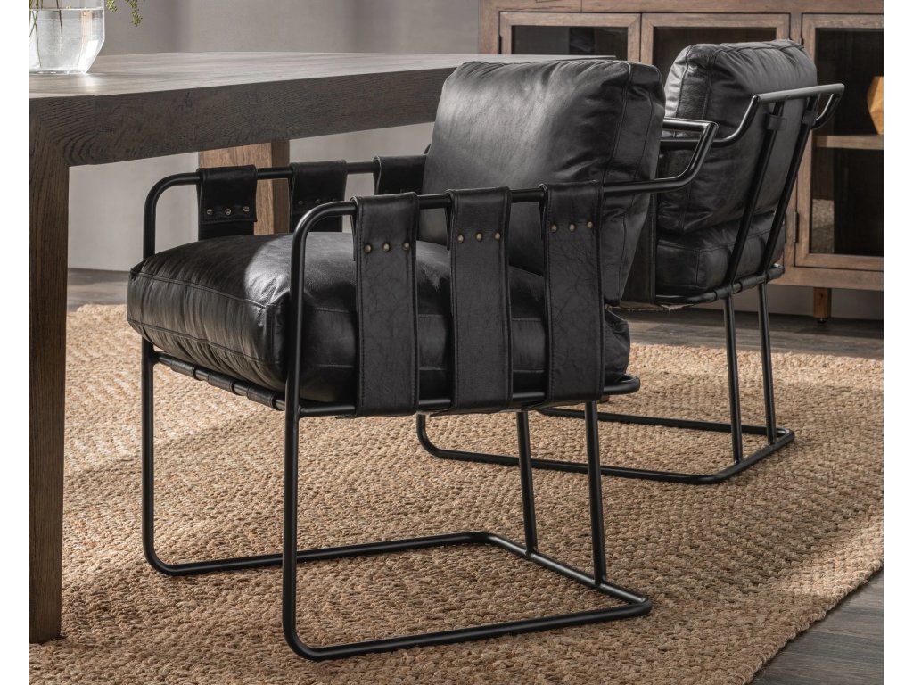 Strapling Leather Dining Chair - Rustic Shadow - image 5