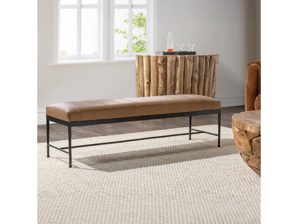 Madeleine Leather Bench - Dune Walnut - image 6