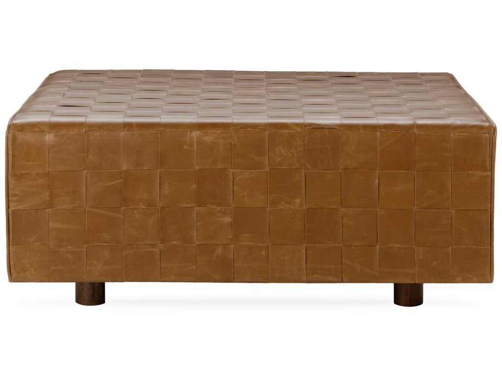 Aristo Leather Square Ottoman - Autum Maple - image 1