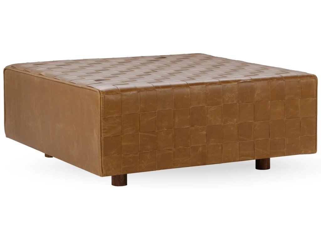 Aristo Leather Square Ottoman - Autum Maple - main image
