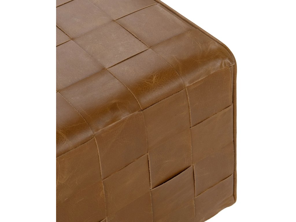 Aristo Leather Square Ottoman - Autum Maple - image 4