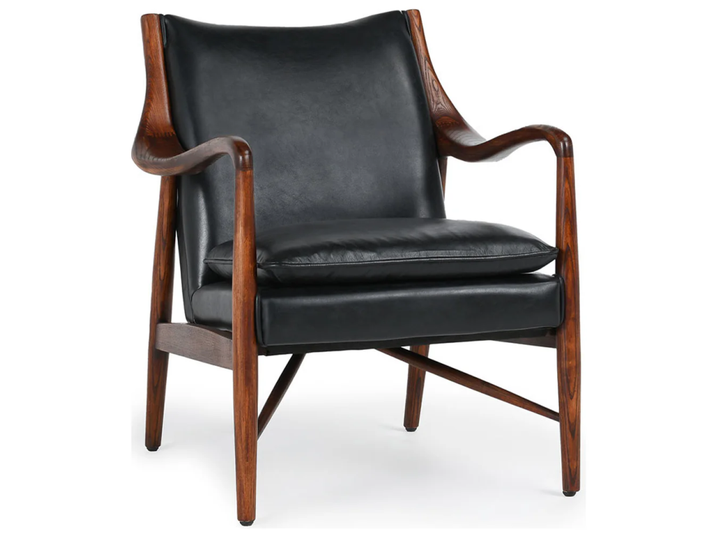 Kiannah Leather Club Chair - Jet Black - main image