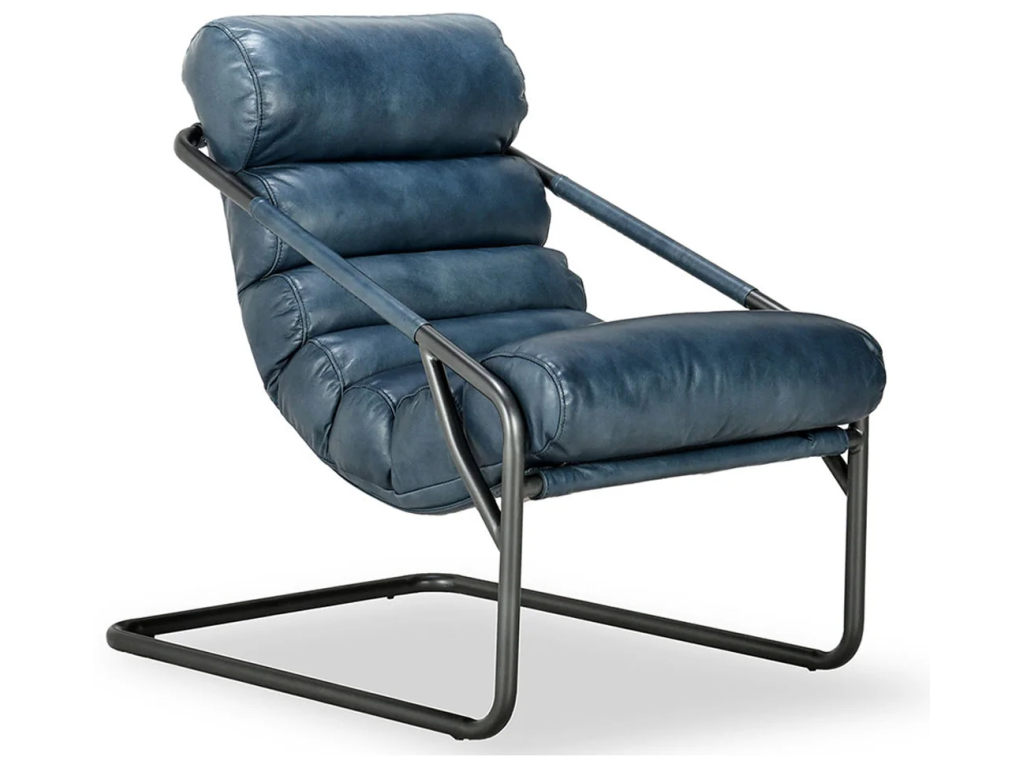 Jackson Leather Accent Chair - Ocean Blue - main image