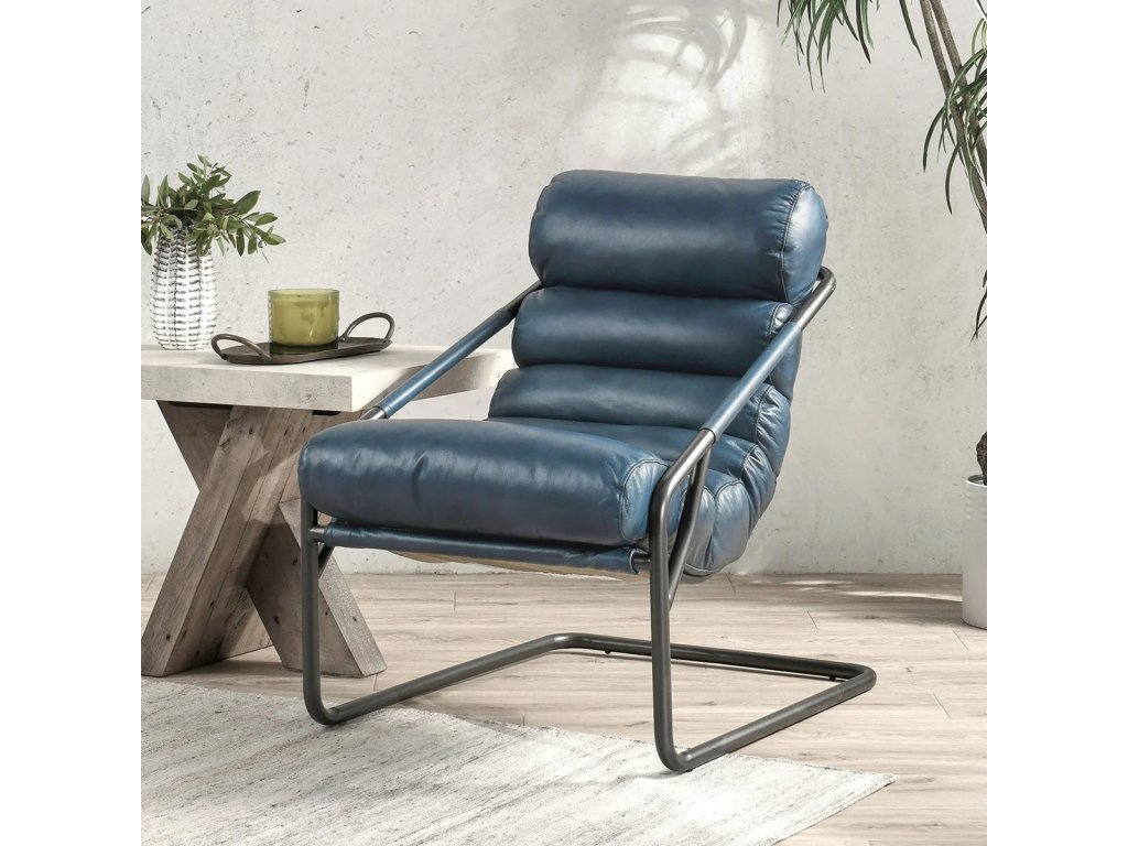 Jackson Leather Accent Chair - Ocean Blue - image 4