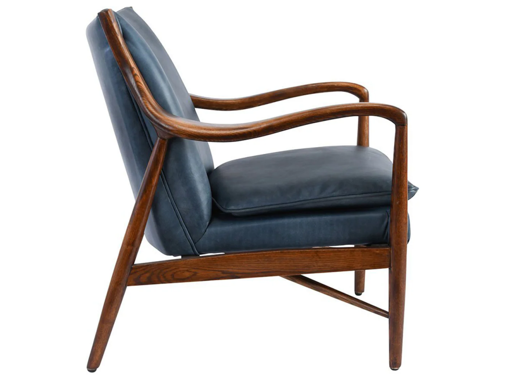 Kiannah Leather Club Chair - Ocean Blue - main image