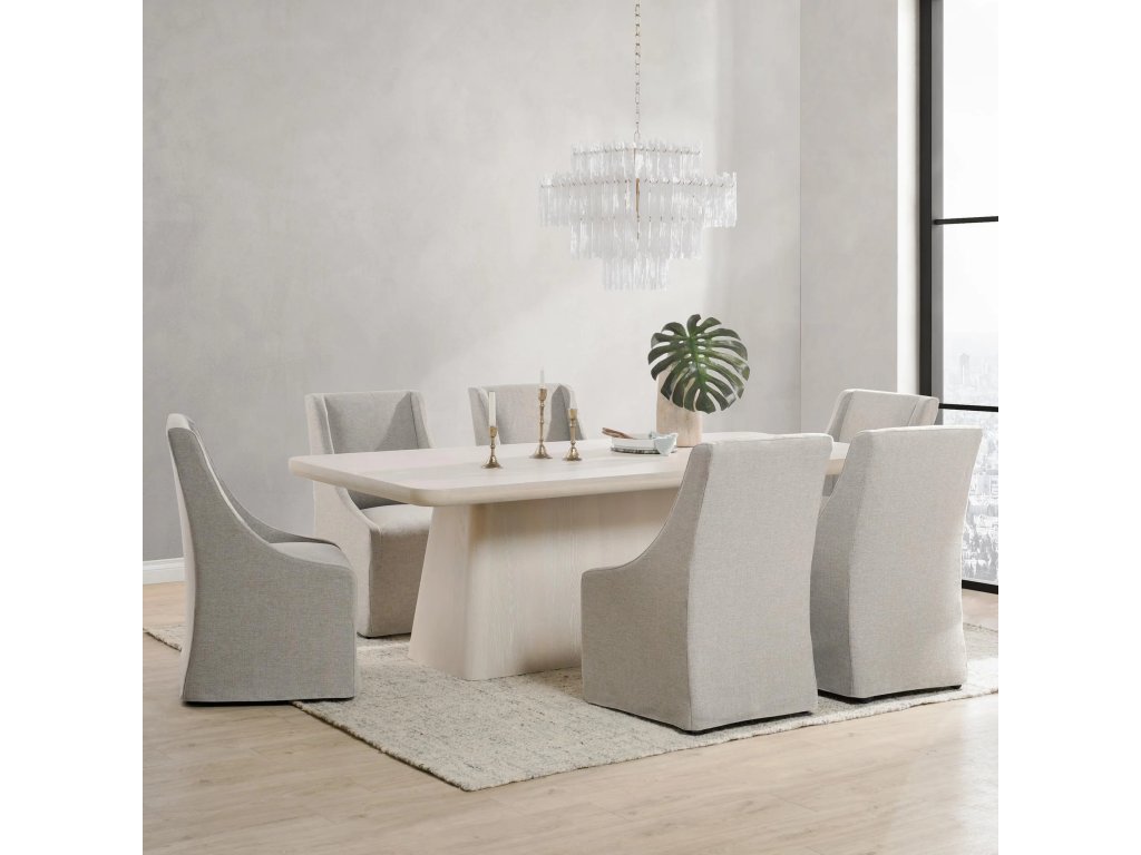 Warwick Upholstered Rolling Dining Chair - image 4