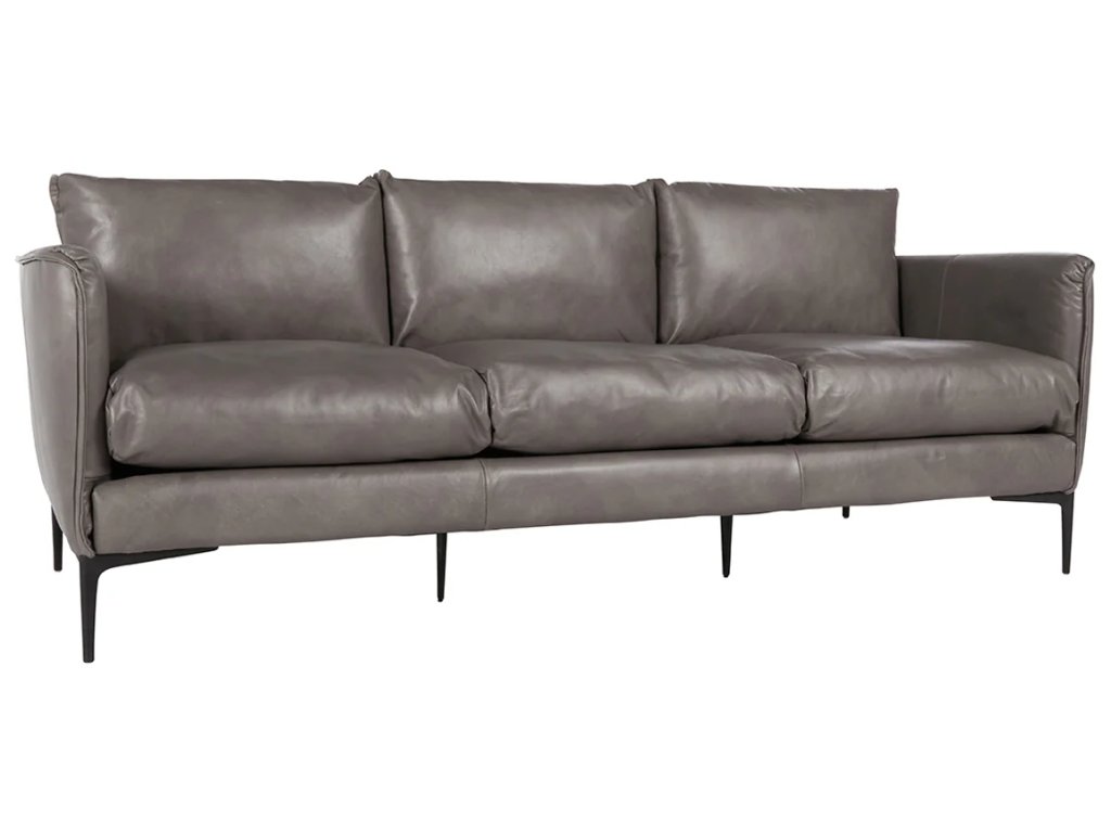 Abigail Leather Sofa - Pewter Gray - image 1