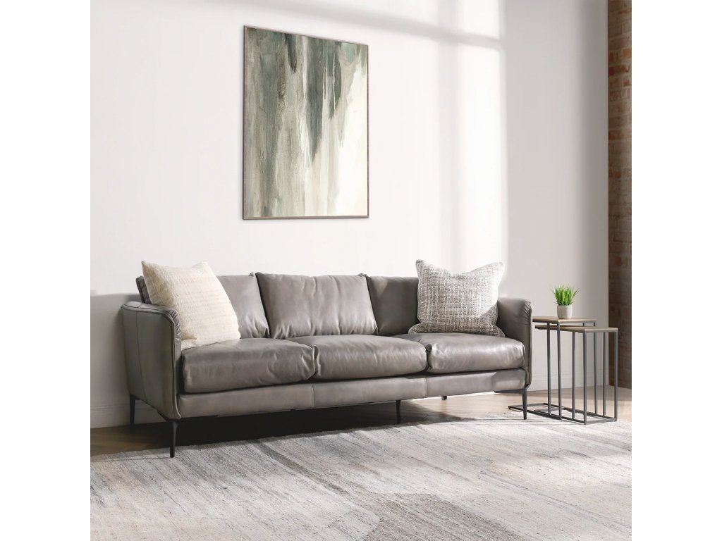 Abigail Leather Sofa - Pewter Gray - image 6
