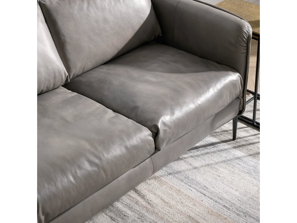 Abigail Leather Sofa - Pewter Gray - image 5