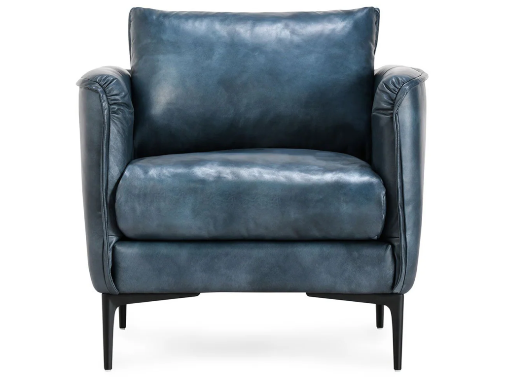 Abigail Leather Club Chair - Ocean Blue - image 1