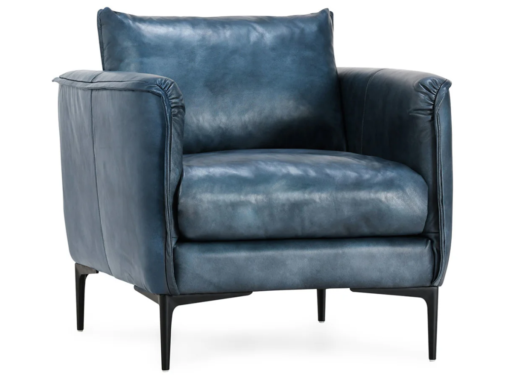 Abigail Leather Club Chair - Ocean Blue - main image