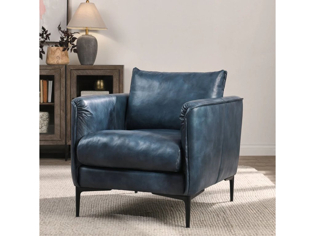 Abigail Leather Club Chair - Ocean Blue - image 6