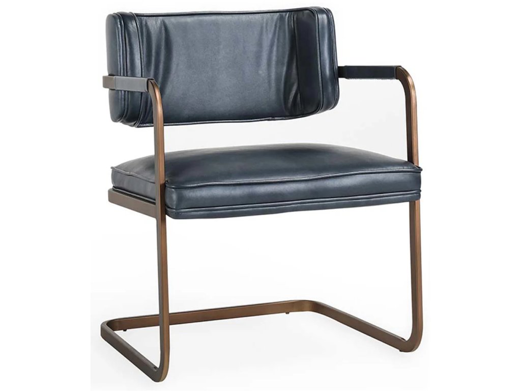 Fonda Leather Dining Chair - Ocean Blue - main image