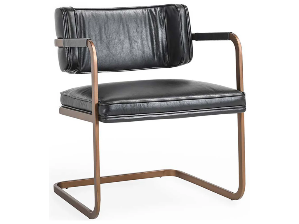 Fonda Leather Dining Chair - Jet Black - main image