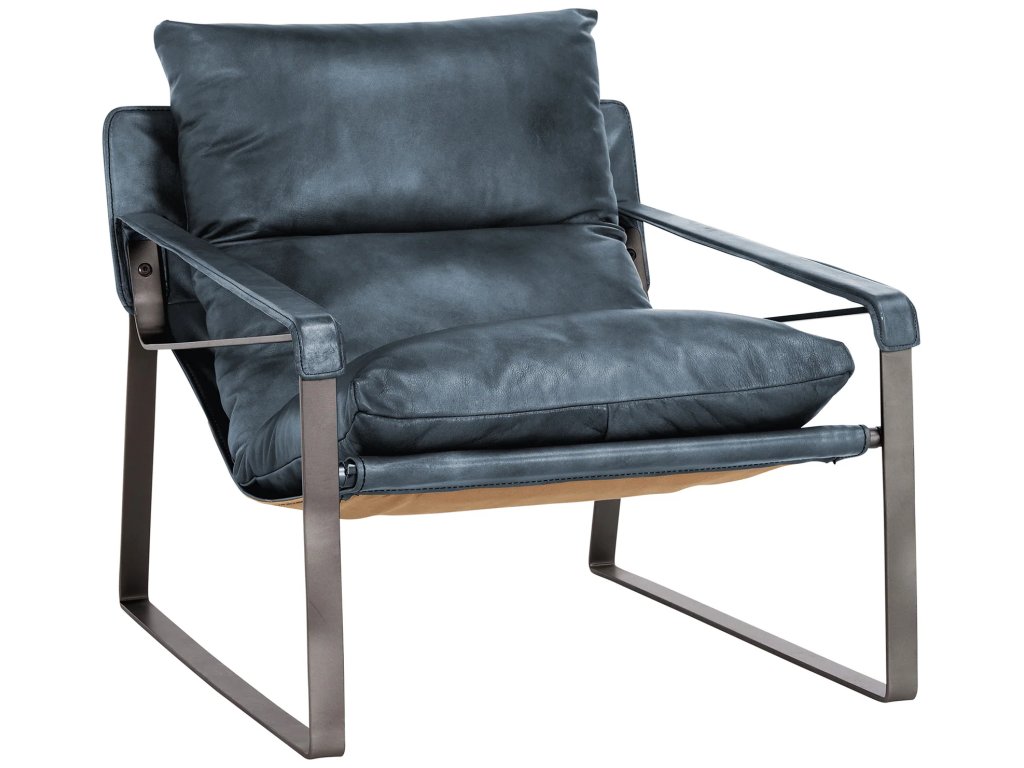 Morgan Leather Accent Chair - Ocean Blue - main image