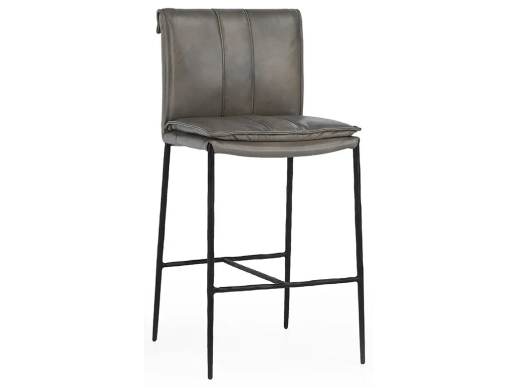 Mayer Leather Counter Stool - Pewter Gray - main image