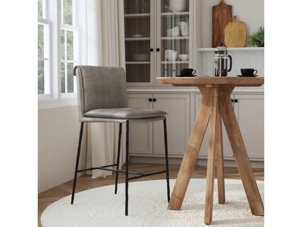 Mayer Leather Counter Stool - Pewter Gray - image 4