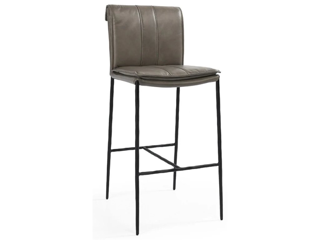 Mayer Leather Bar Stool - Pewter Gray - main image